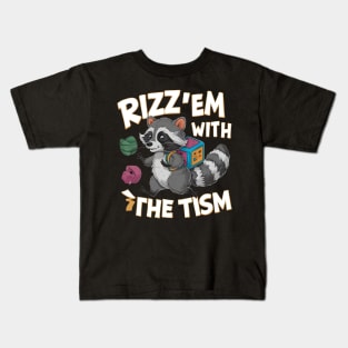 Rizz Em With The Tism - Autism Awareness Day Raccoon For Kids Classic Kids T-Shirt